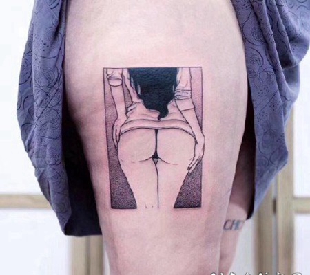 裸女插画主题的裸女纹身图案作品