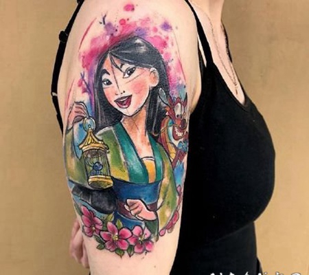 花木兰纹身 中国传统人物花木兰的主题纹身图案