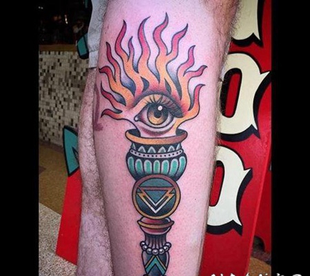 1适合小臂和小腿school火炬纹身图案