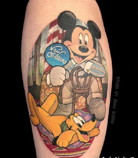 米奇纹身 迪士尼米老鼠主题的school彩色纹身图案