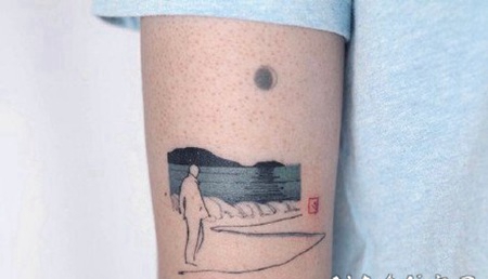 小风景纹身 方圆之内的风景主题纹身图片