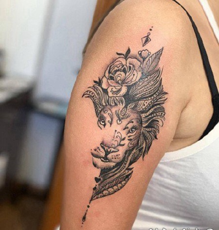 狮头纹身 创意狮子头主题的纹身作品