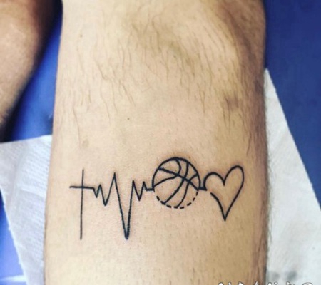 篮球纹身 清新简单的篮球元素纹身小图