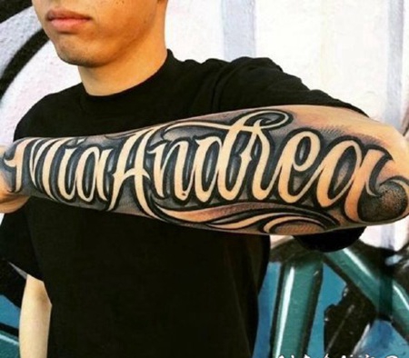 1奇卡诺花体字的纹身作品图案