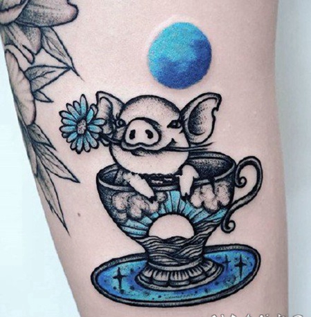 可爱的小猪头纹身图片赏析