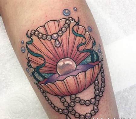 珍珠纹身 贝壳里的漂亮珍珠纹身作品图案