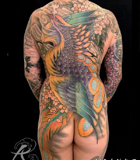 霸气的大面积满背新传统纹身作品图