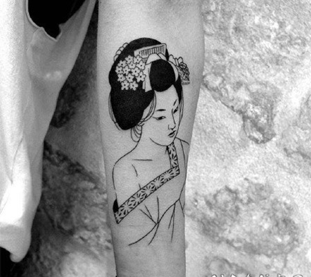 仕女纹身 艺妓仕女主题的纹身作品图案