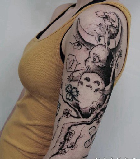 龙猫纹身 宫崎骏动漫龙猫主题的纹身图案