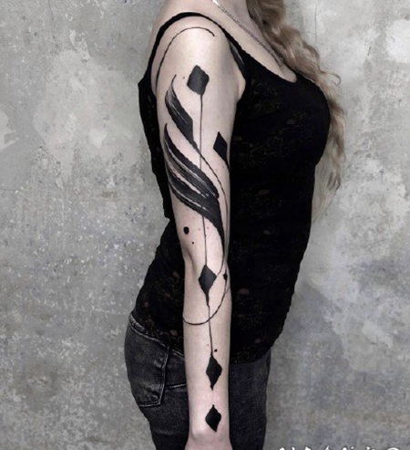 炫酷的抽象笔触水墨涂鸦纹身图案