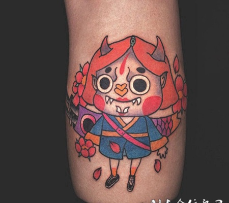 Q萌任性，手臂Q版卡通般若彩绘纹身