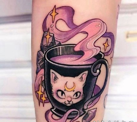 小清新的咖啡杯等小杯子纹身图案