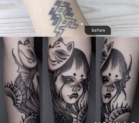 旧图遮盖纹身 完美遮盖老旧纹身的作品图片赏析