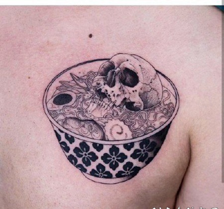 碗纹身 日式暗黑拉面碗主题的纹身图片