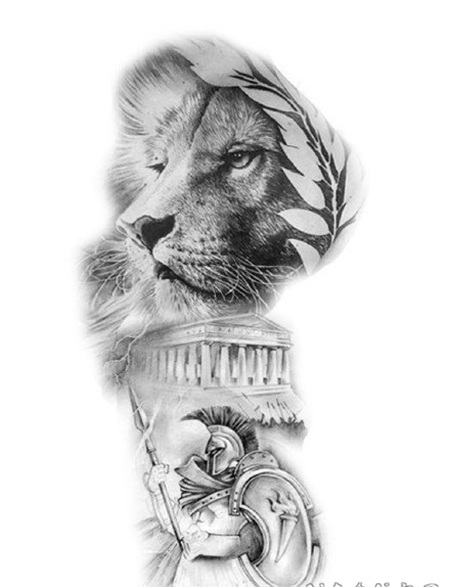 1适合狮子座的狮头纹身作品图案
