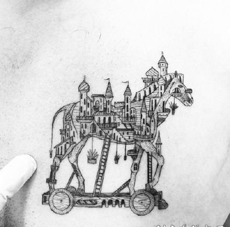 黑灰点刺风格的精品小图纹身作品