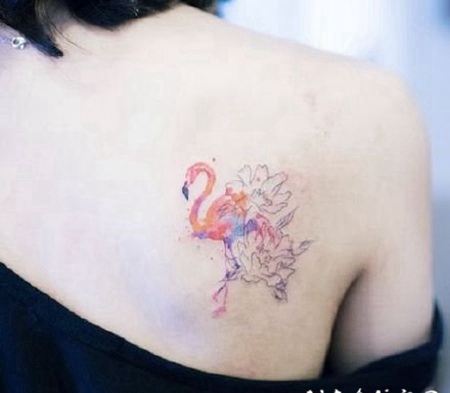 1火烈鸟主题的纹身图案作品