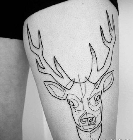 1小鹿的鹿头纹身作品图片