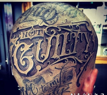 人生烙印，头部d英文纹身图案