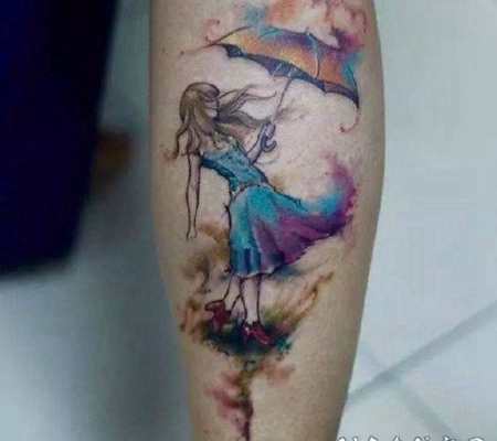 好看的雨伞主题的纹身图片