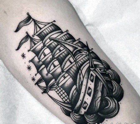 帆船纹身 帆船主题的船纹身图片