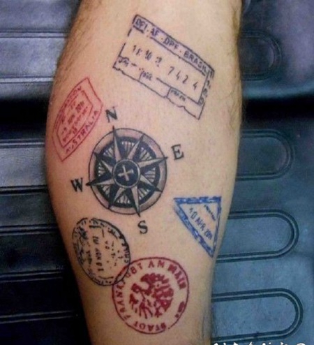 有趣的护照印章纹身,见证你到过的所有国家