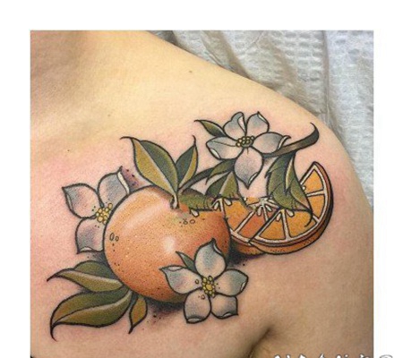 水果主题的西瓜桃子等纹身图片