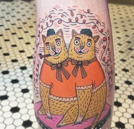 法国纹身师Rion的纹身作品充满了抽象设计和诙谐幽默