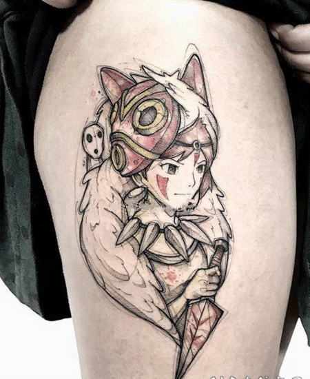 日本宫崎骏动画幽灵公主的纹身图案