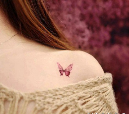 适合女生的小清新蝴蝶纹身图案