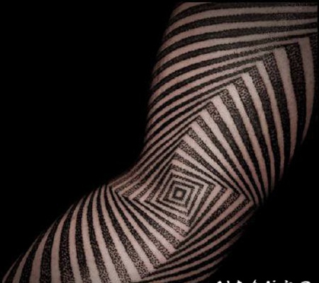 眼花缭乱的几何图腾纹身图片