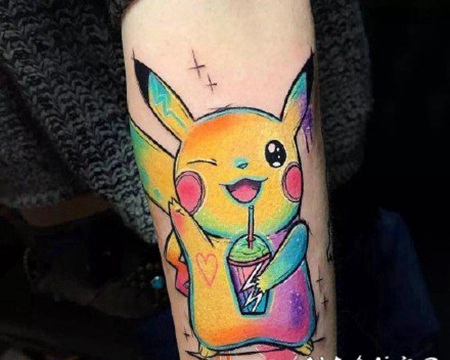 大侦探皮卡丘的可爱皮卡丘纹身图片