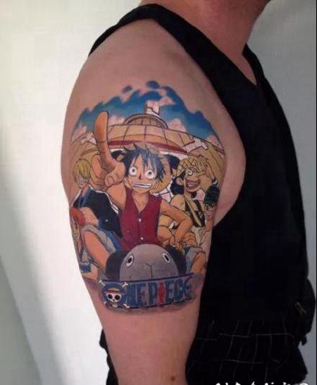 纹身海贼王图片 动漫海贼王的路飞等纹身图片