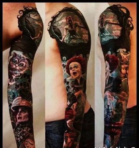 彩色花臂 1炫彩色的写实等风格大花臂纹身作品