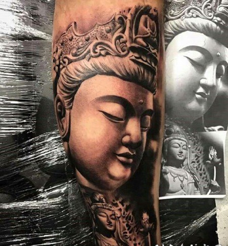 纹身佛头包小臂包小腿的佛像纹身图案