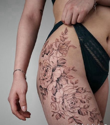 女生小清新花朵纹身图案欣赏