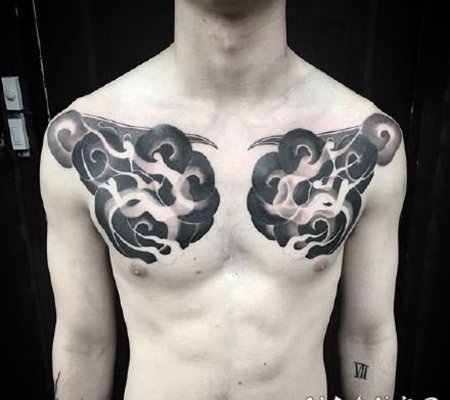 传统半甲纹身 老传统的日式半甲纹身作品图案