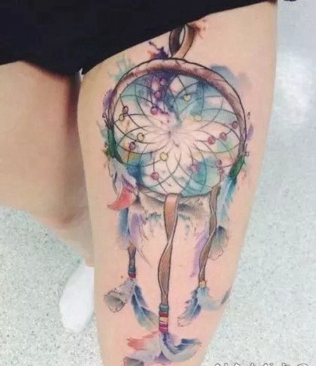 女生捕梦网纹身 1适合小女生的捕梦网纹身作品图案