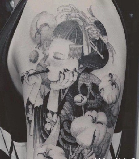 日本艺妓纹身-台湾纹身师Kubrick的纹身作品分享