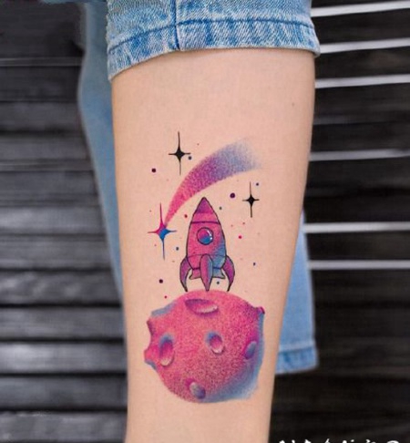 彩色小清新女生纹身图案欣赏