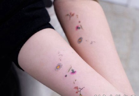 简约女生彩色小清新纹身图案欣赏