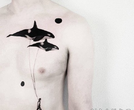 黑色创意小清新的纹身图片