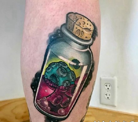 1精美的创意玻璃瓶子纹身图案