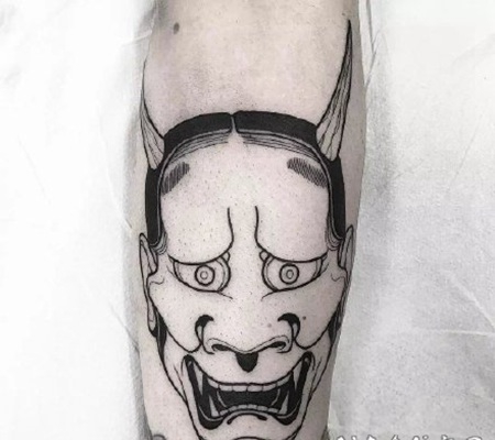 日式风格的般若等鬼怪面具纹身图案