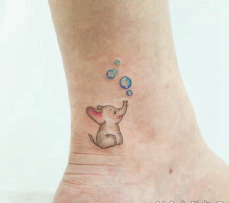 彩色系小清新女生脚踝纹身图案欣赏