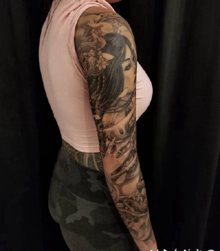 大臂传统纹身 传统的艺伎般若悟空等传统纹身图案