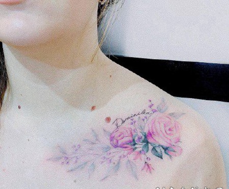 小清新水彩系列的女生纹身图案