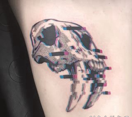 故障风格的3d眩晕效果纹身图案