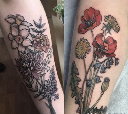 森系女孩的植物系列tattoo纹身图案
