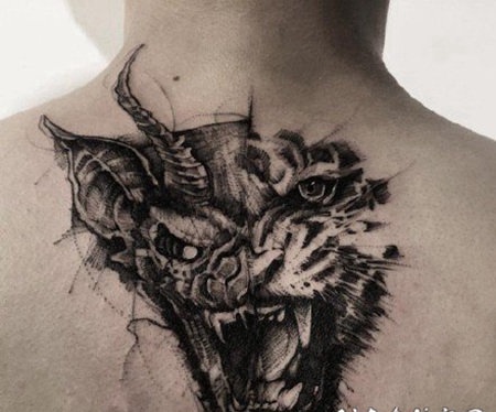 帅气的黑灰精品纹身作品图